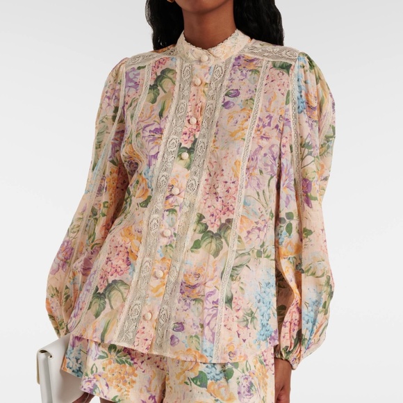 Zimmermann Tops - Zimmermann Halliday Lace Trim Shirt